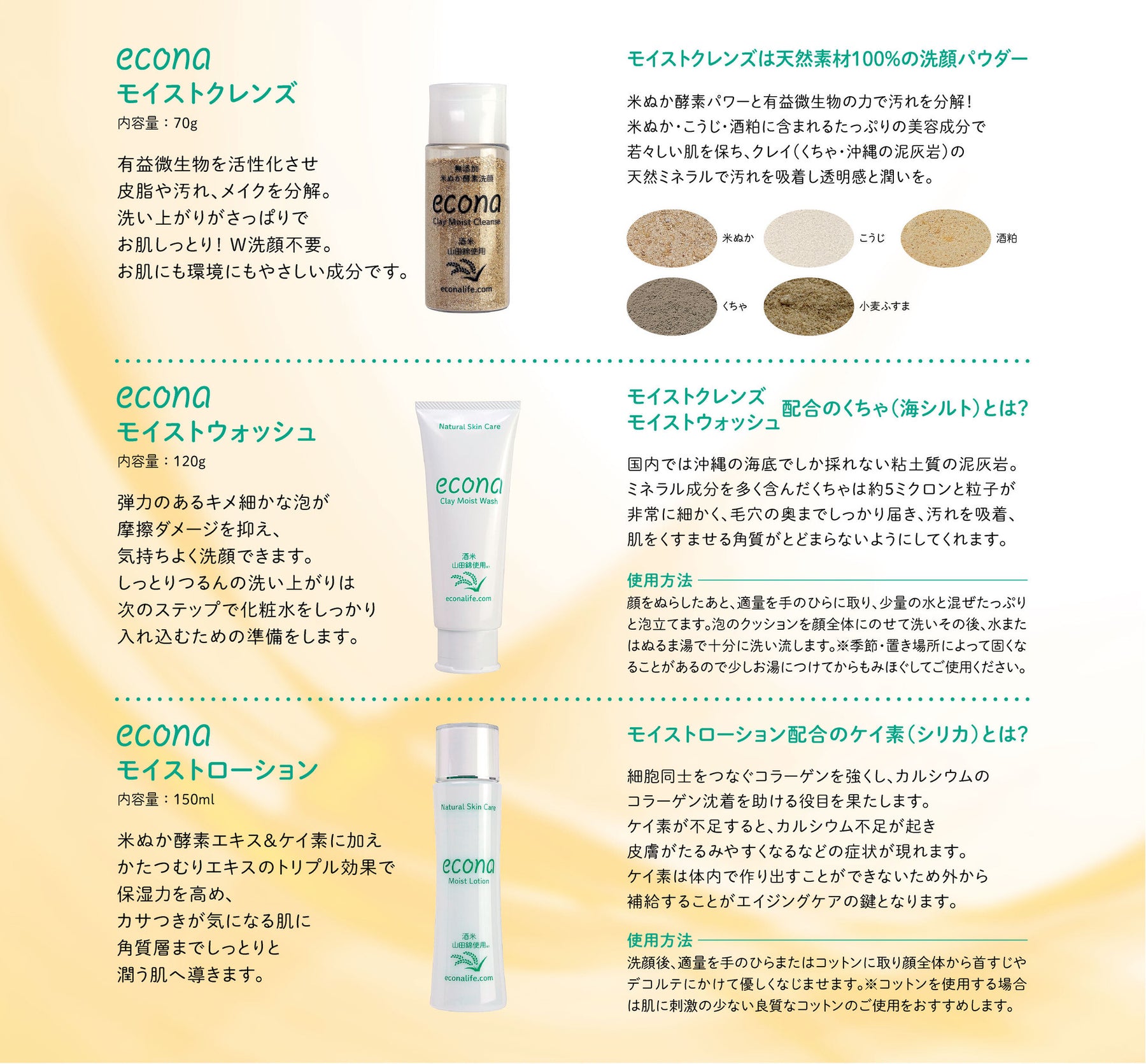 econaシリーズセット、オリジナル泡立てネット付